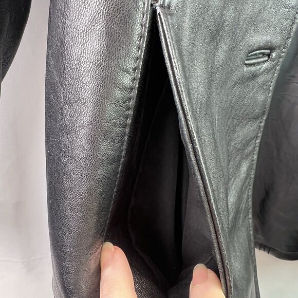 Vintage JLC New York Women’s Black Leather Button Front Jacket Size Small 90s - Picture 7 of 9
